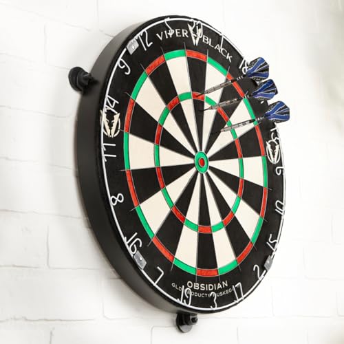 Viper Obsidian Black Official Competition Steel Tip Dartboard, Wdf Accredited With Staple-Free Razor-Thin Spider Wire, Self-Heal