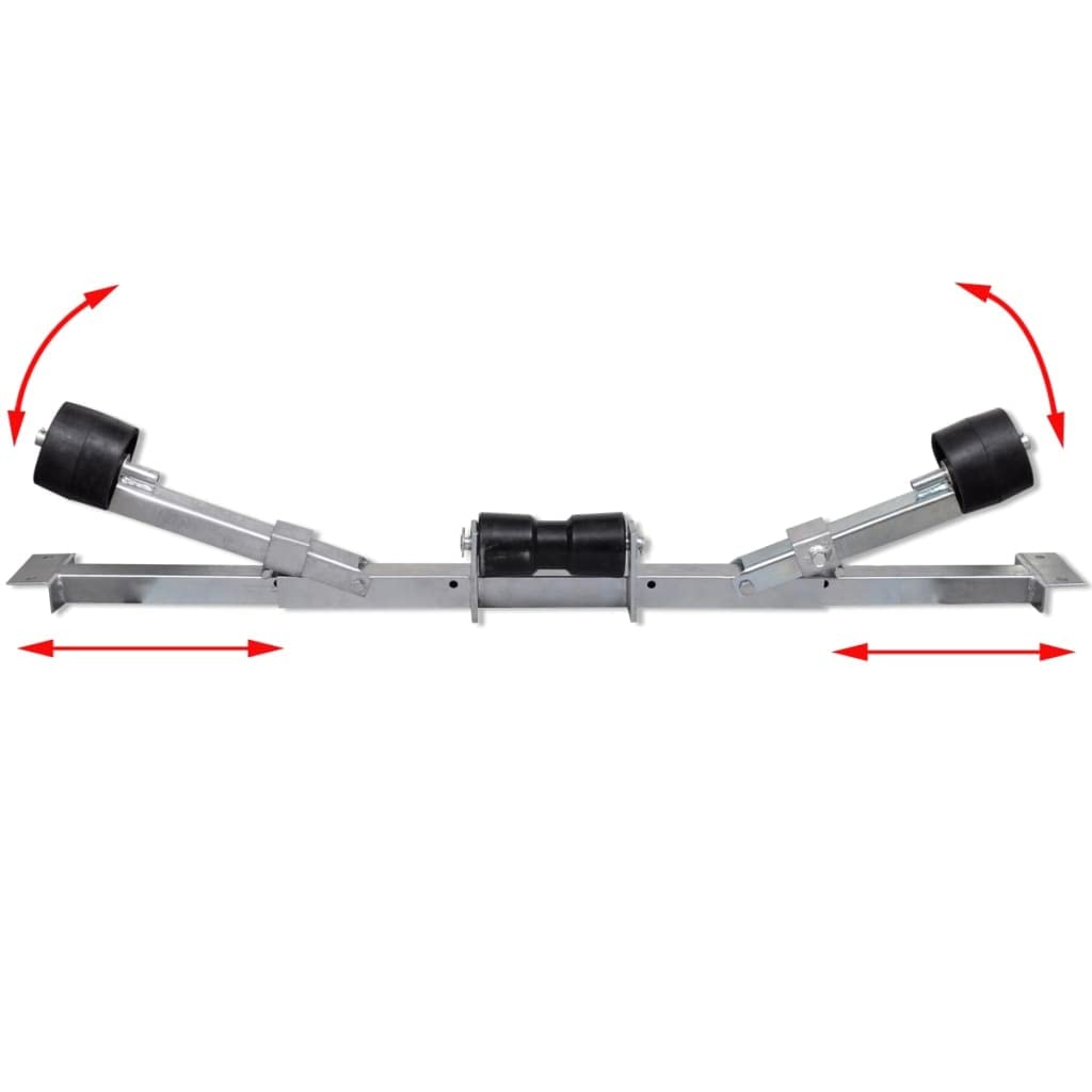 Vidaxl Adjustable Boat Trailer Bottom Support Bracket With Keel Rollers - Zinc-Coated Steel Holder Suitable For Boats From 2' 7'