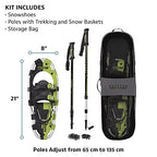Yukon Charlie'S Sherpa Snowshoe Kit, 8-Inch X 21-Inch, Includes Snowshoes, Trekking Poles And Travel Bag