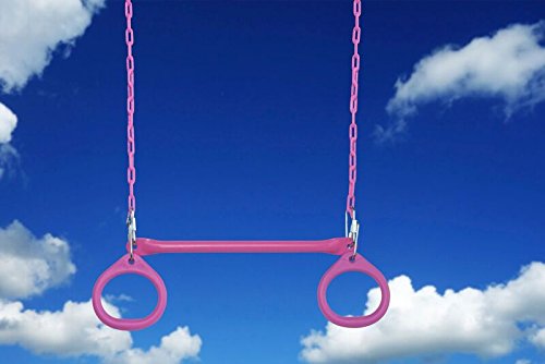 Standard Trapeze Bar With Rings | Pink | Compatible With Most Playsets | Easy To Install | 115Lb Capacity | Swing Hangers Not In