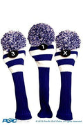 Majek Golf Club 1 3 X White And Blue Limited Edition Driver And Fairway Wood Head Covers Fits 460Cc Drivers Tour Knit Retro Vint