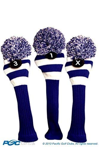 Majek Golf Club 1 3 X White And Blue Limited Edition Driver And Fairway Wood Head Covers Fits 460Cc Drivers Tour Knit Retro Vint