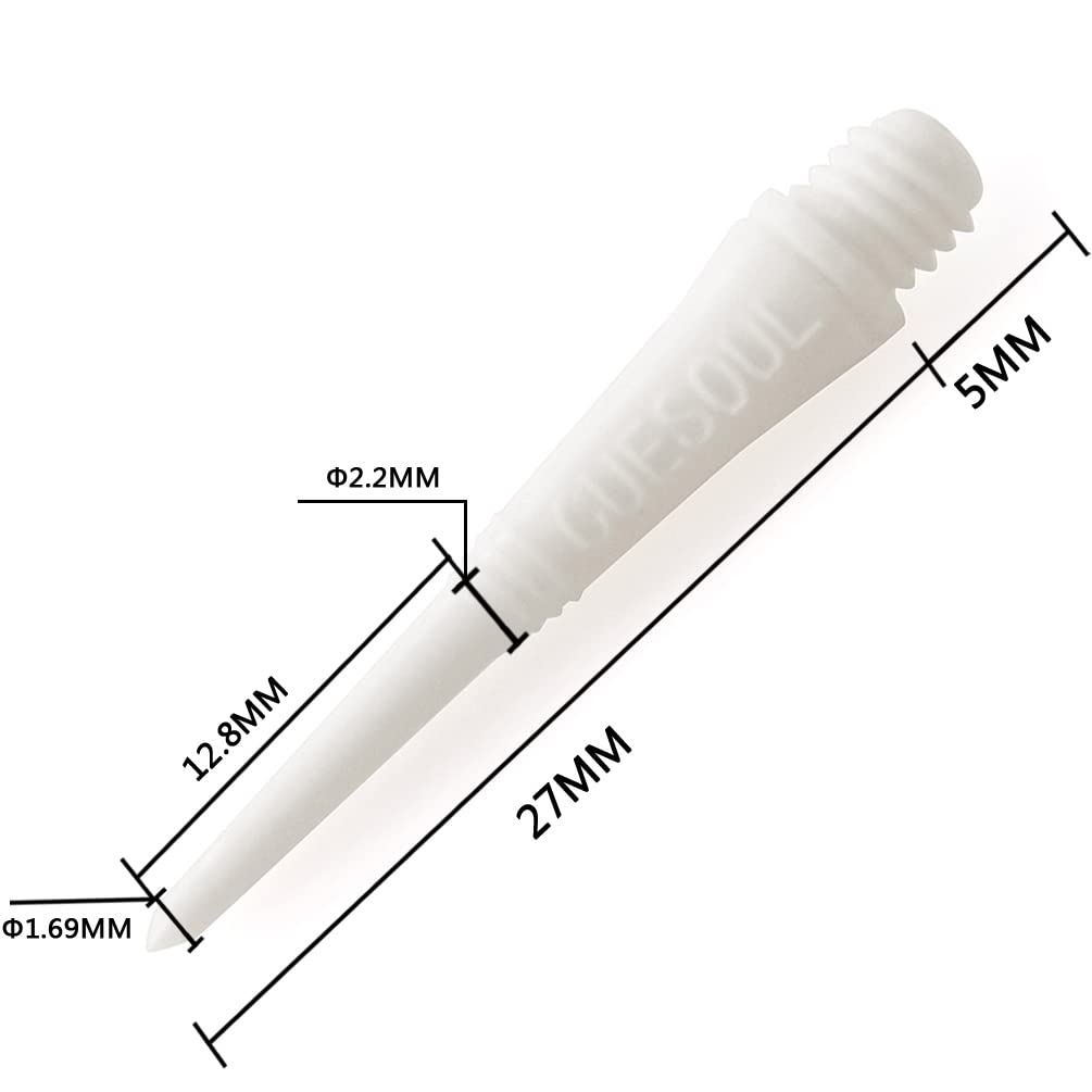 Cuesoul Soft Tip Darts Points 2Ba Thread White,Pack Of 100 Pcs