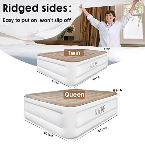 Nxone Air Mattress,Inflatable Single Airbed Luxury Double High Self Inflation Deflation Twin Air Mattress With Electric Built-In