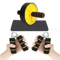 SIXTEEN Abdominal Abs Workout Exercise Equipment Wheel Roller with Hand Gripper Home Gym Equipment Combo Kit for Men Women