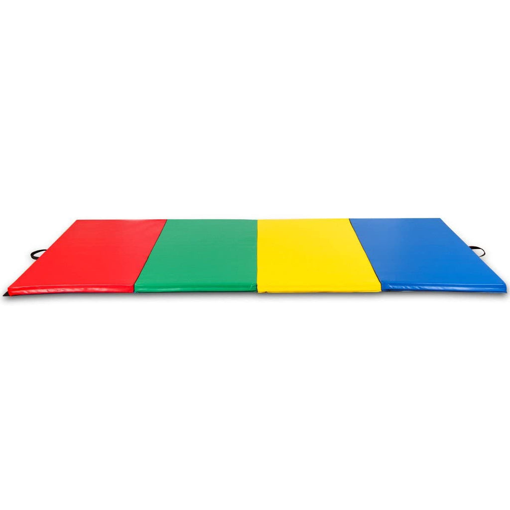 Mat Expert 4X10X2'' Gymnastics Mat Thick Folding For Tumbling Exercise Gym Fitness Mat With Hook & Loop Fasteners (Multicolor)