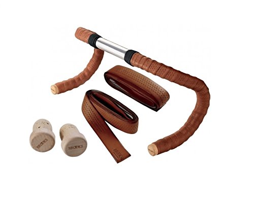 Brooks Saddles Leather Bicycle Bar Tape With Plugs (Antique Brown)