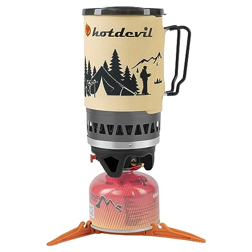 Hotdevil (1.4-Litre) Backpacking Camping Stove Portable Cooking System With Piezo Ignition, Outdoor Mini Burner Camping Stove Ki