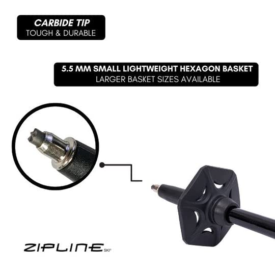 Ski Poles Graphite Carbon Composite - Zipline Lollipop U.S. Ski Team Official Supplier (Black Liquorice, 46'' In./117 Cm)