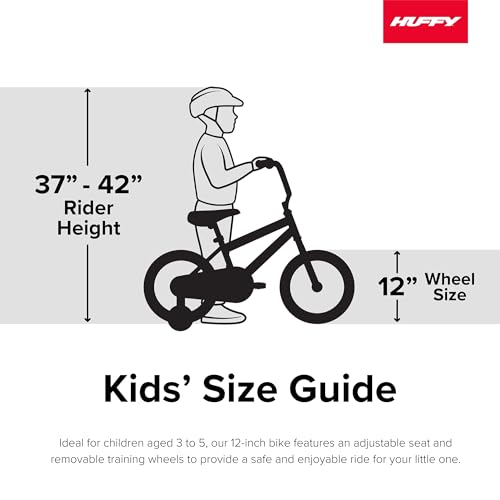 Huffy Disney Pixar Cars 12 Inch Kids Bike, Ideal for Ages 3-5 Years Old, Training Wheels Included, EZ Build Assembly, Fun and P