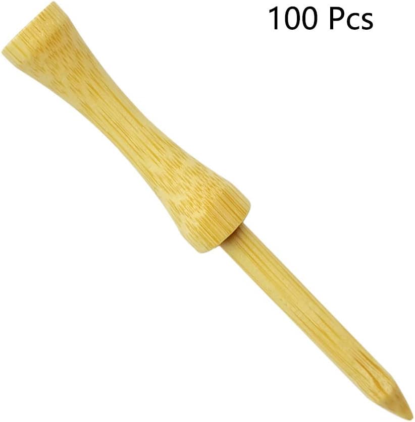 Zivisk Bamboo Golf Tees 3-1/4 Inch 100 Count Wooden Tall Step Down Castle Tees Golf (Natural Color)