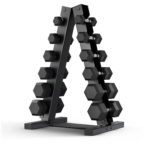 Epic Fitness 210-Pound Hex Dumbbell Set With Heavy Duty A-Frame Rack