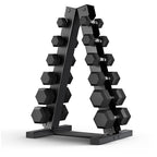 Epic Fitness 210-Pound Hex Dumbbell Set With Heavy Duty A-Frame Rack