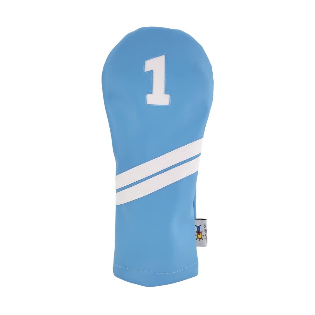 Light Blue Sunfish Leather Golf Headcover 5 Piece Set 1 3 5 X H Driver Fairway Hybrid