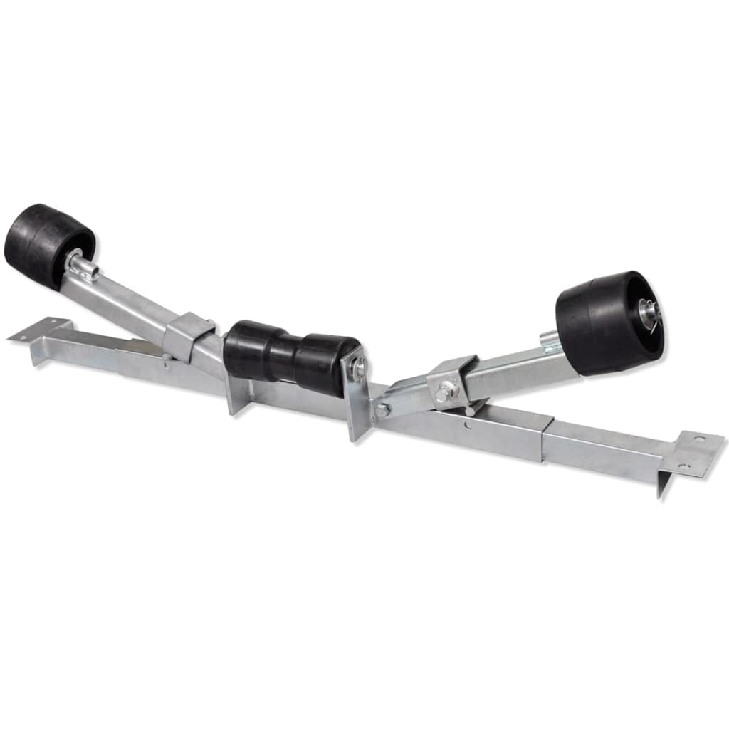 Vidaxl Adjustable Boat Trailer Bottom Support Bracket With Keel Rollers - Zinc-Coated Steel Holder Suitable For Boats From 2' 7'