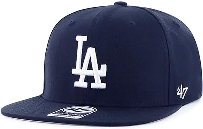 47 Los Angeles Dodgers Hat Mens Womens Adjustable Baseball Cap, Structured Fit, Navy Blue/White, One Size