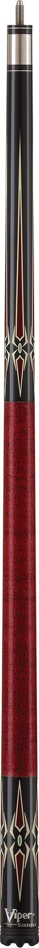 Viper Sinister 58'' 2-Piece Billiard/Pool Cue, Black With Maroon/Cream Points, 18 Ounce