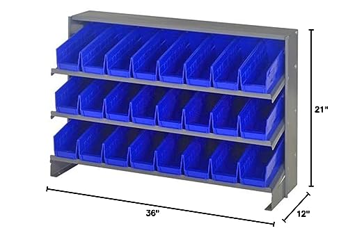 Pick Rack, Slopped, Bench Style, 12-1/2L X 36W X 23H, 250 Lbs. Capacity, (3) Shelves Configuration, Includes: (24) Qsb101 Blue B