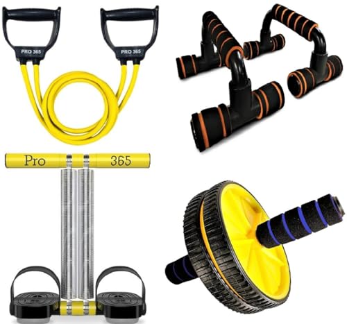 Pro365 Tummy Trimmer, Pushup Bar, Toning Tube With Abdominal Ab Wheel Exerciser Home Gym Exercise Equipment (6 Months Replacemen