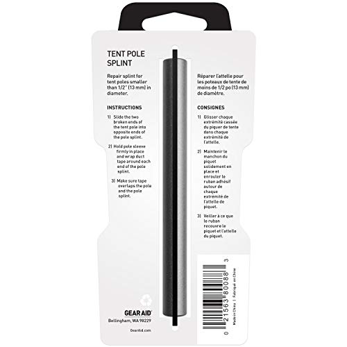Gear Aid Tent Pole Splint, Replacement Part, 1/2'' Gray