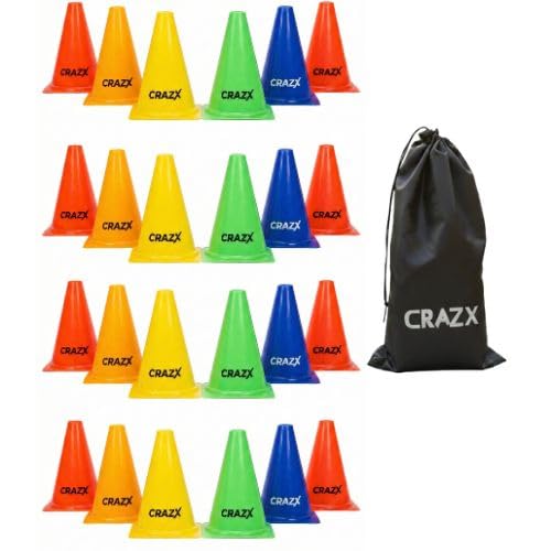 CRAZX MultiSport Training Cones 6inch with Carry Bag  Flexible Agility Markers for Football, Cricket & Fitness Drills (Pack of 6)