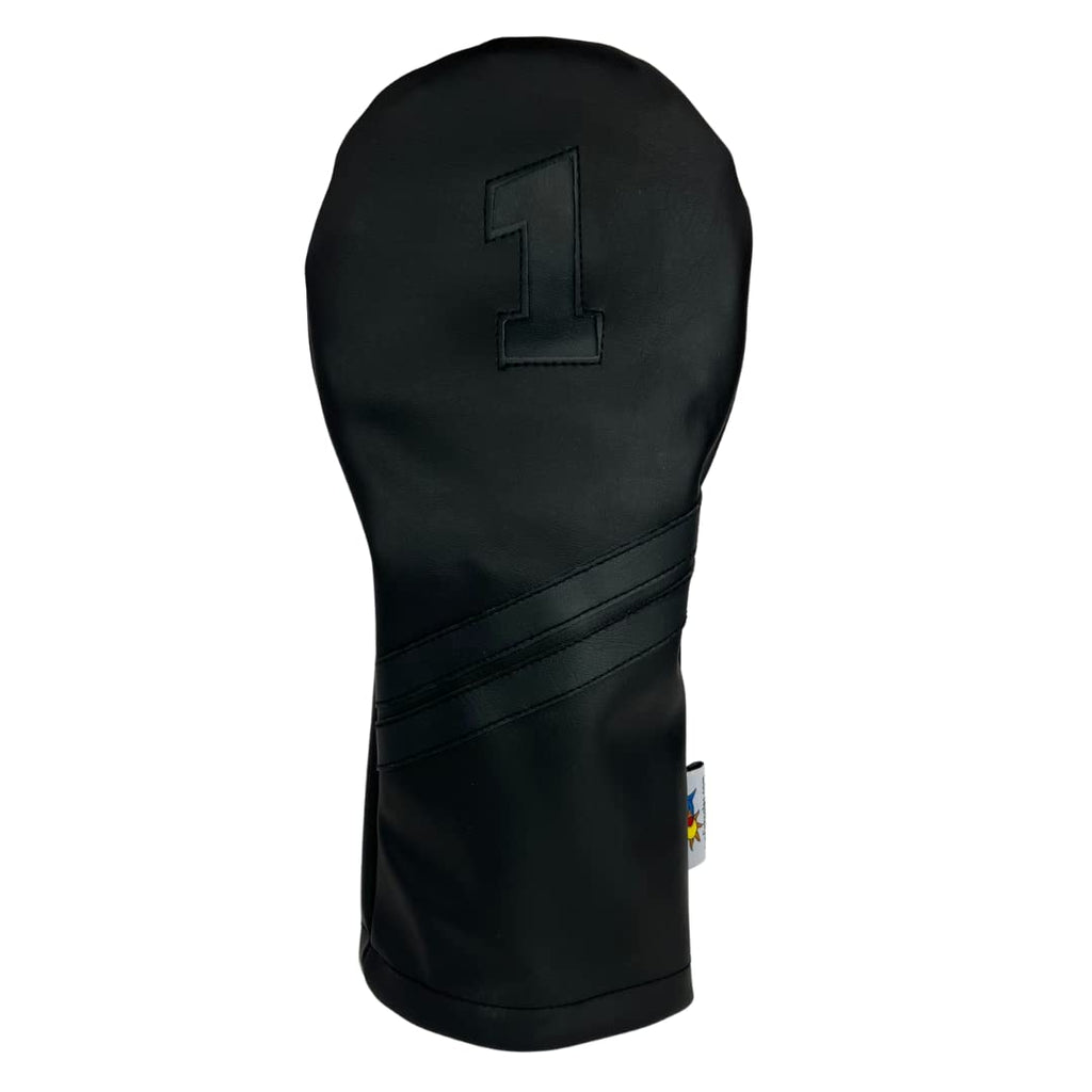 Sunfish Leather Golf Headcover Set 1-3-X Driver Fairway Hybrid Black On Black Murdered Out