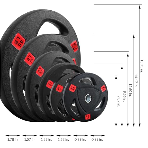 Fitvids Olympic Cast Iron 2-Inch Weight Plate for Strength Training & Weightlifting, Rubber Coate Style, 25lbs, Pair