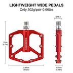 Rockbros Bike Pedals, Flat Aluminum 9/16'' Sealed Bearing Lightweight Platform For Road Mountain Bmx Mtb Bike