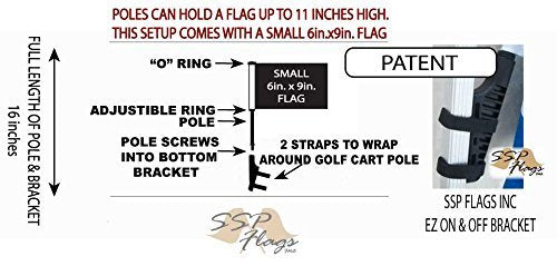 Ssp Flags Handicap Small 6In.X9In. Golf Cart Flag Ez On & Off Bracket
