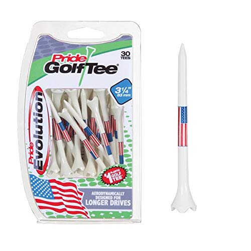 Pride Performance Professional Tee System Evolution 3-1/4 Inch Plastic Golf Tees (30 American Flag 3 1/4'' Tees)