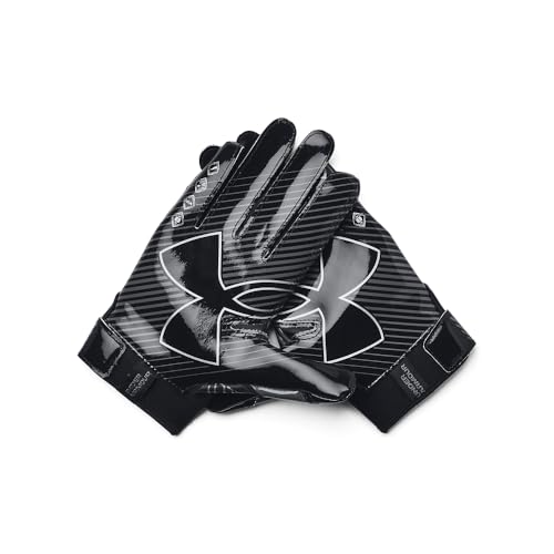 Under Armour Boys' F9 Nitro Football Gloves, (001) Black/Castlerock/Metallic Silver, Small