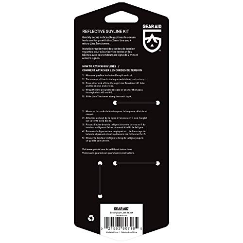 Gear Aid Reflective Guyline Kit With Line Tensioners For Tents And Tarps, 50 Ft, Orange