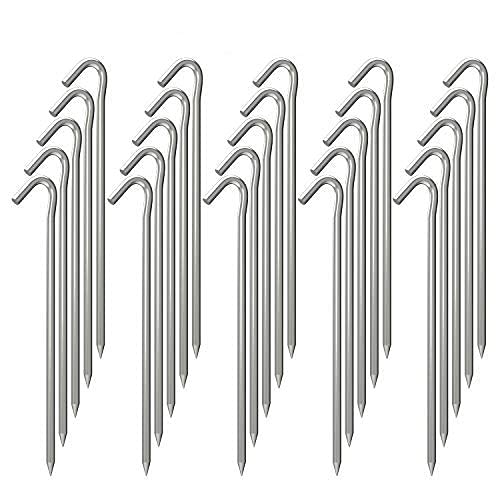 Ok5Star 9 Inch Galvanized Tent Stakes Metal Tent Pegs, Heavy Duty Steel Yard Camping Stakes Tarp Hooks Inflatables Outdoor Decor