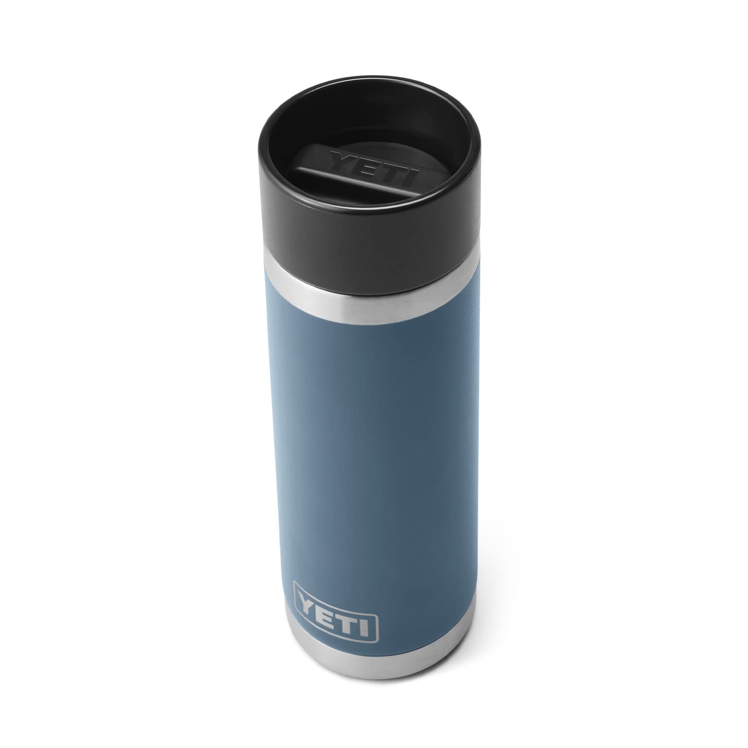 Yeti Rambler 18 Oz Bottle, Stainless Steel, Vacuum Insulated, With Hot Shot Cap, Nordic Blue
