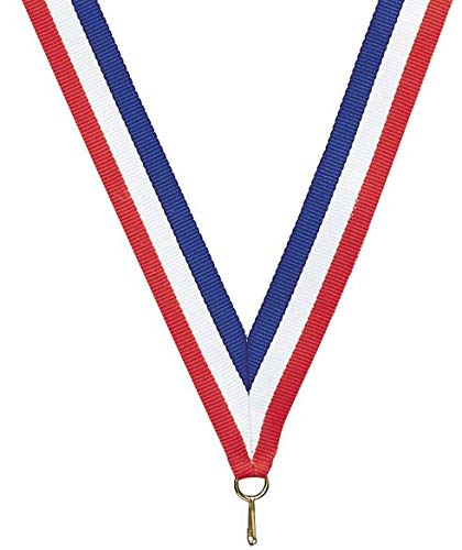 10 Pack Of Ice Hockey Silver 2.25 Inch Medals Trophy Awards With Red White Blue Neck Ribbons D212S-Eg140-10Pk