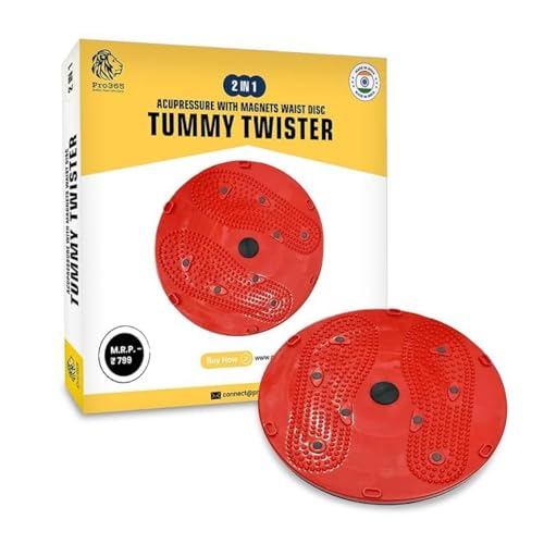 Pro365 Tummy Twister Acupressure Abs Shaper With Magnets Reflexology & Core Workout Machine For Men & Women (Red)