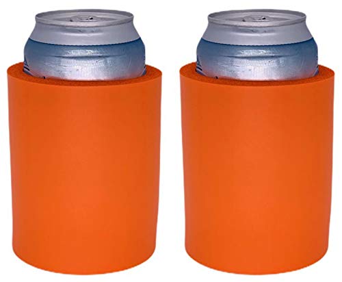 Blank Thick Foam Old School Can Cooler (2 Pack, Orange)