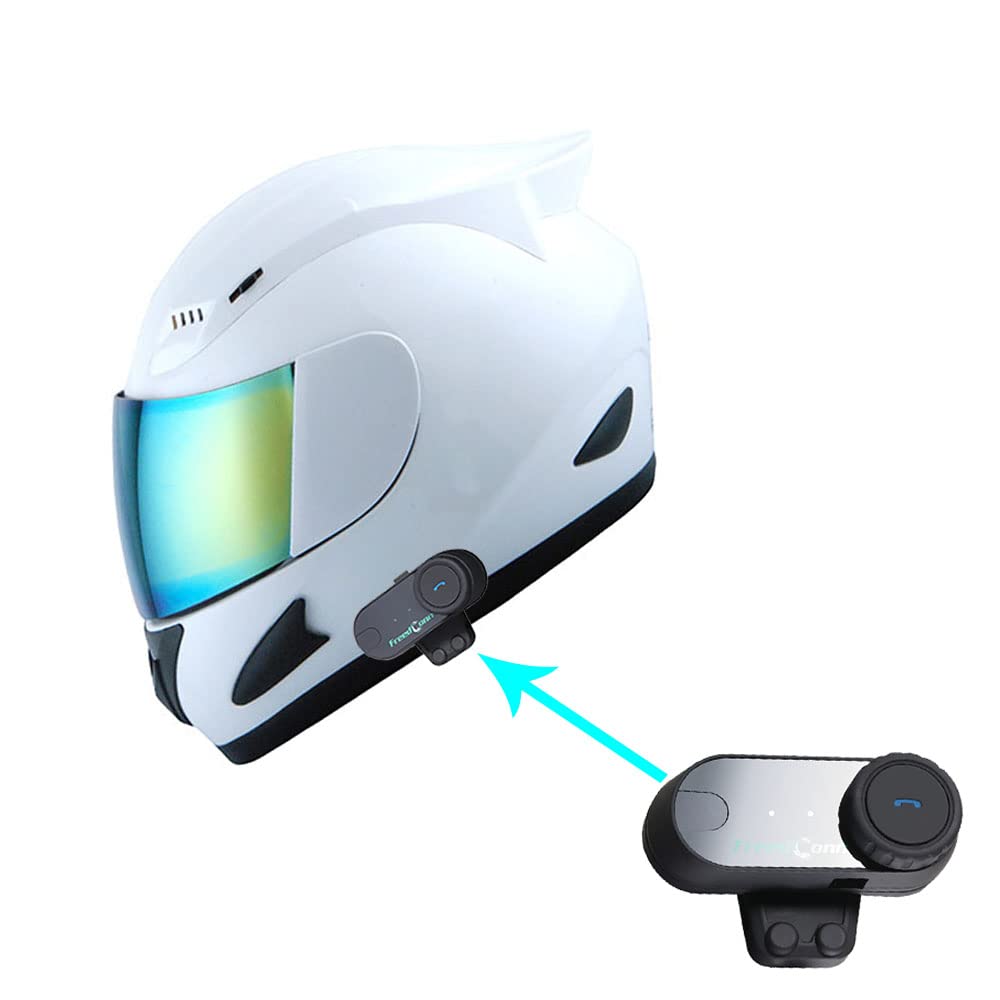 1Storm Motorcycle Bike Full Face Helmet Mechanic  Motorcycle Bluetooth Headset: Glossy White