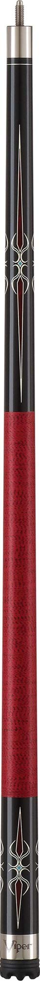 Viper Sinister 58'' 2-Piece Billiard/Pool Cue, Black With Burgundy/Cream Points, 21 Ounce