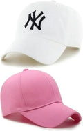 Goodfriends Unisex Baseball Cap White And Pink Free Size Cotton For Sports And Casual Wear All Seasons Adjustable Sport Theme