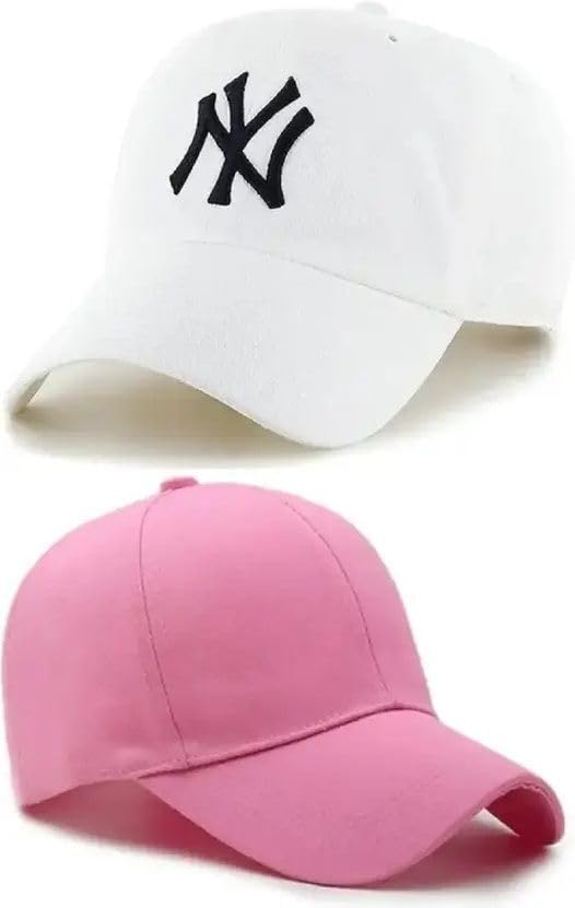 Goodfriends Unisex Baseball Cap White And Pink Free Size Cotton For Sports And Casual Wear All Seasons Adjustable Sport Theme