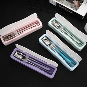 Devico Travel Utensils With Case, 18/8 Stainless Steel Camping Utensils, Reusable Portable Silverware Cutlery Set For Lunch Box,