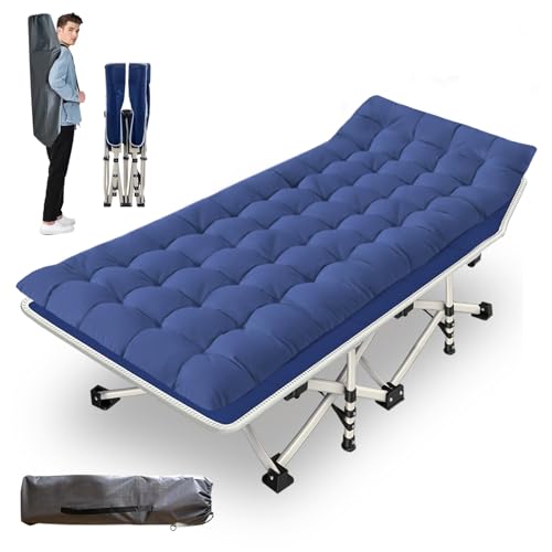 Nesdcc Camping Cot With Mattress Comfortable And Sturdy Load Up To 450Lb Cots For Sleeping Camping Bed Folding Cot With Carry Ba
