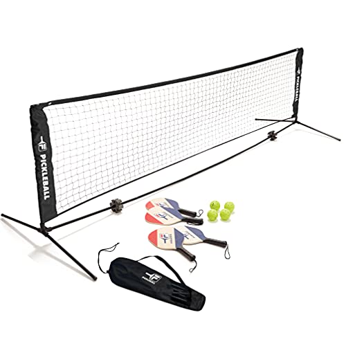 Fila Accessories Pickleball Net Set - Includes Pickleball Paddles Set Of 4 With Regulation Size 4 Outdoor Balls & 10Ft All Weath