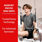 Reisport Mens Protec Hyper Buckle Ring Grips, Small, Medium, Large, Gymnastic Grips, Triple Strength Leather With Kevlar, Less S