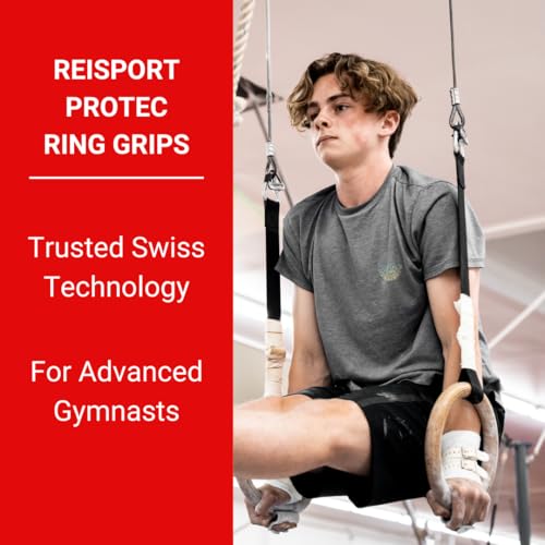 Reisport Mens Protec Hyper Buckle Ring Grips, Small, Medium, Large, Gymnastic Grips, Triple Strength Leather With Kevlar, Less S