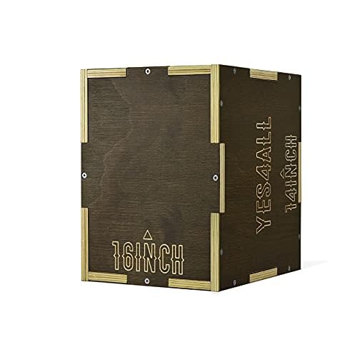 Yes4All 3 In 1 Wooden Plyo Box, Plyometric Box For Home Gym And Outdoor Workouts - Moss Brown - 16 X 14 X 12