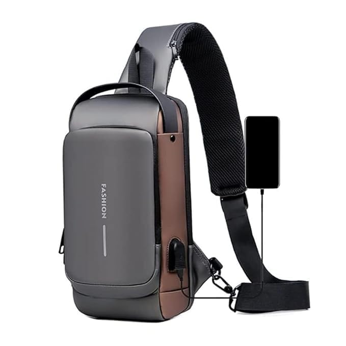 Mukund Waterproof Unisex Sling Bag Anti Theft | Usb Charging Port Shoulder Backpack With Multifunctional Use For Travel, Hiking,