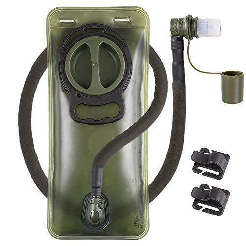 2L Hydration Bladder, Bpa Free Water Bladder For Hiking Backpack 2 Liter Military Green Water Storage Bag With Insulated Tube, H