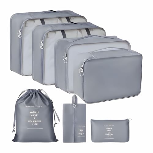 Jd Fresh 7 Pieces Travel Organizer Pouches/Packing Cubes/Travel Essentials For Women Luggage/Space Saver Bags For Clothes/Toilet